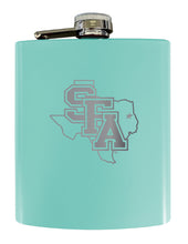 Load image into Gallery viewer, Stephen F. Austin State University Stainless Steel Etched Flask 7 oz - Officially Licensed, Choose Your Color, Matte Finish
