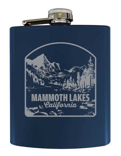 Mammoth Lakes California  Souvenir 7 oz Engraved Steel Flask Matte Finish Navy 2-Pack