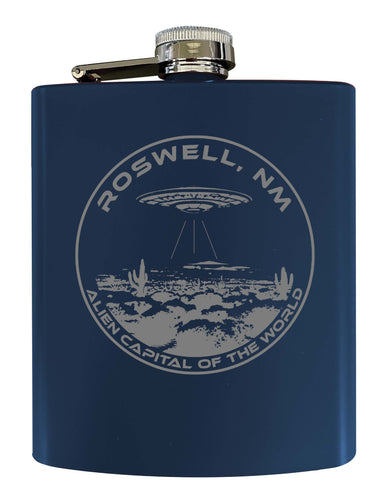 Roswell New Mexico Souvenir 7 oz Engraved Steel Flask Matte Finish Navy 4-Pack