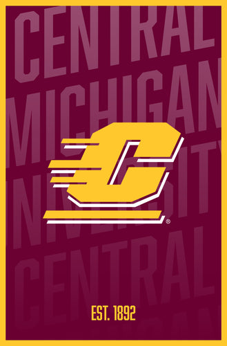 Central Michigan University Vintage College Poster Officially Licensed Collegiate Product 16 x 24-Inches