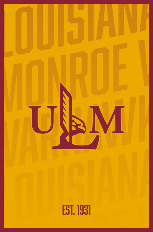 University of Louisiana Monroe Vintage College Poster Officially Licensed Collegiate Product 8 x 10-Inches