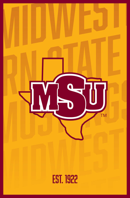 Midwestern State University Mustangs Vintage College Poster Officially Licensed Collegiate Product 8 x 10-Inches