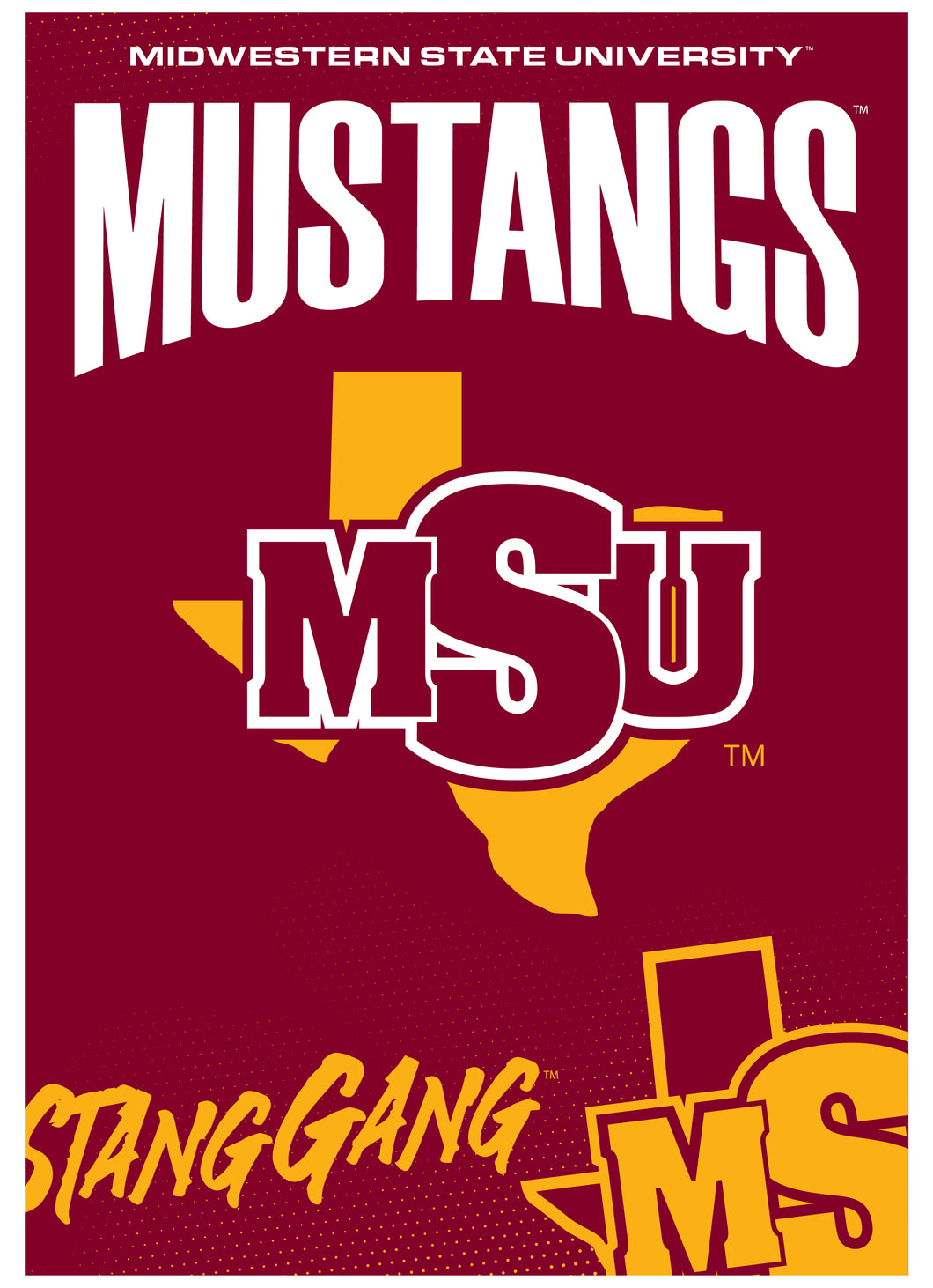 Midwestern State University Mustangs Vintage Collegiate Poster – Officially Licensed College Wall Art 