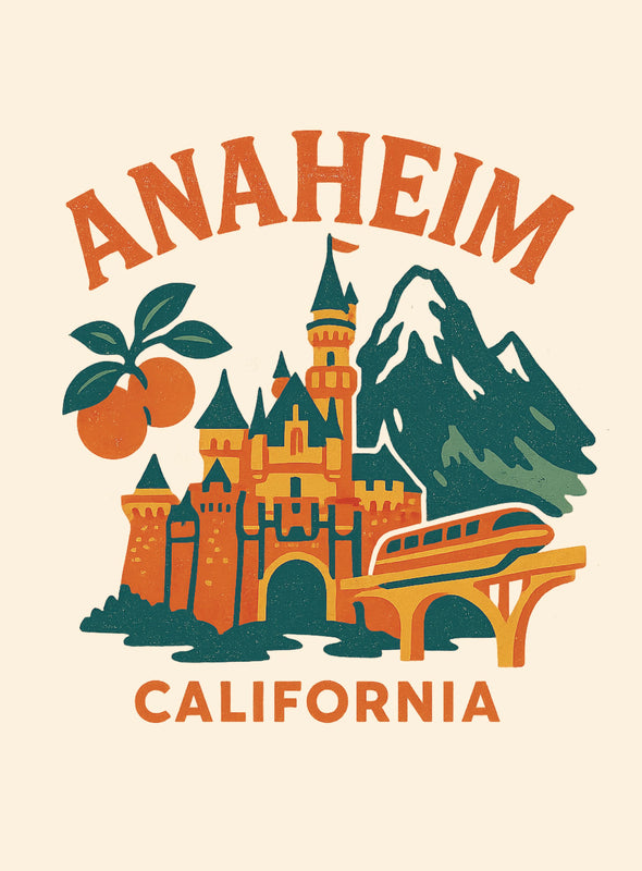 Anaheim California Vintage Design Souvenir Vintage Travel Poster 8 x 10-Inches