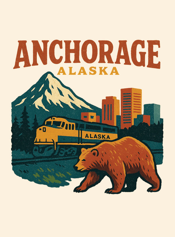 Anchorage Alaska Vintage Design Souvenir Vintage Travel Poster 8 x 10-Inches