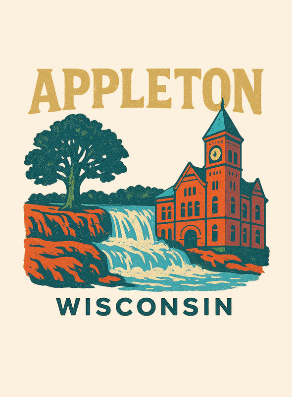 Appleton Wisconsin Vintage Design Souvenir Vintage Travel Poster 8 x 10-Inches