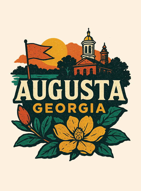 Augusta Georgia Vintage Design Souvenir Vintage Travel Poster 8 x 10-Inches