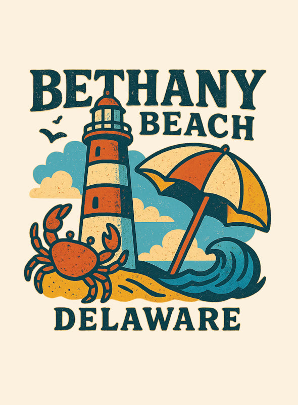 Bethany Beach Delaware Vintage Design Souvenir Vintage Travel Poster 8 x 10-Inches