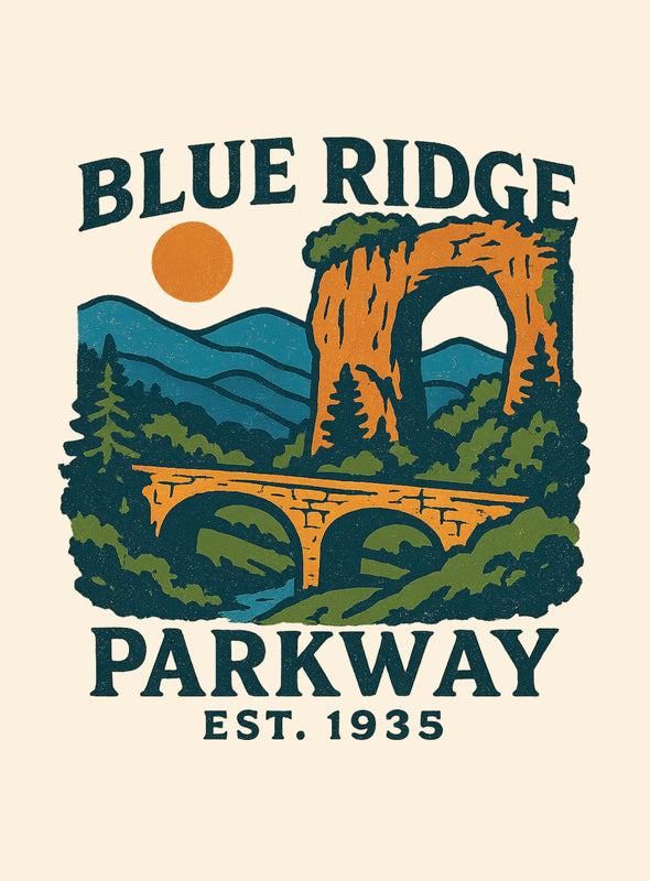 Blue Ridge Parkway Vintage Design Souvenir Vintage Travel Poster 8 x 10-Inches