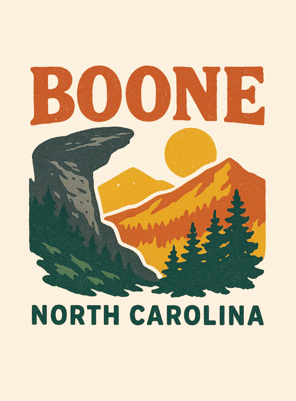 Boone North Carolina Vintage Design Souvenir Vintage Travel Poster 8 x 10-Inches