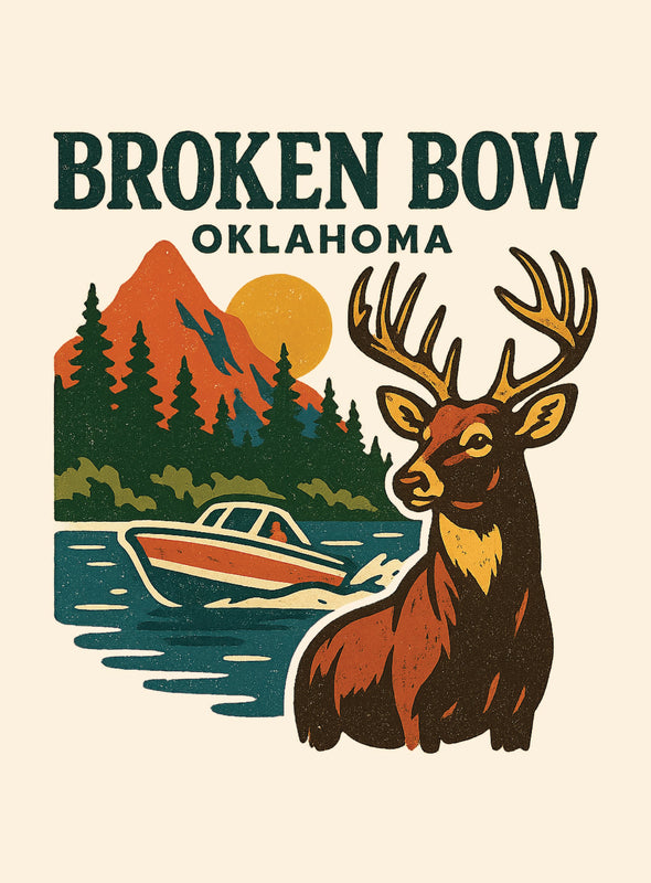 Broken Bow Oklahoma Vintage Design Souvenir Vintage Travel Poster 8 x 10-Inches