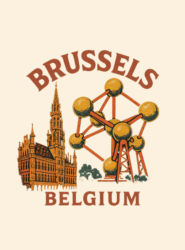 Brussels Belgium Vintage Design Souvenir Vintage Travel Poster 8 x 10-Inches