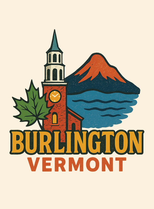 Burlington Vermont Vintage Design Souvenir Vintage Travel Poster 8 x 10-Inches