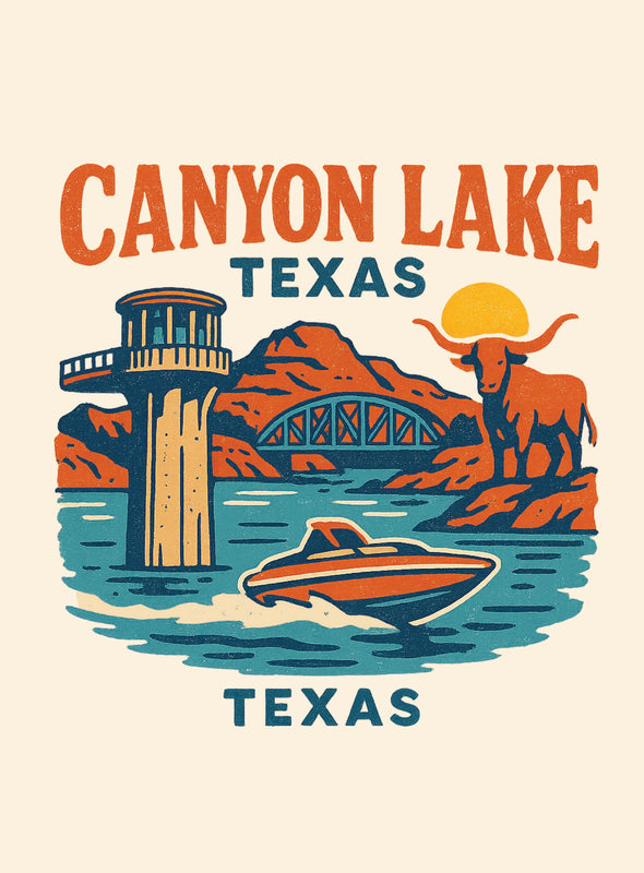 Canyon Lake Texas Vintage Design Souvenir Vintage Travel Poster 8 x 10-Inches