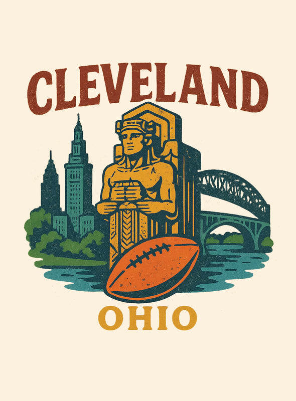 Cleveland Ohio Vintage Design Souvenir Vintage Travel Poster 8 x 10-Inches