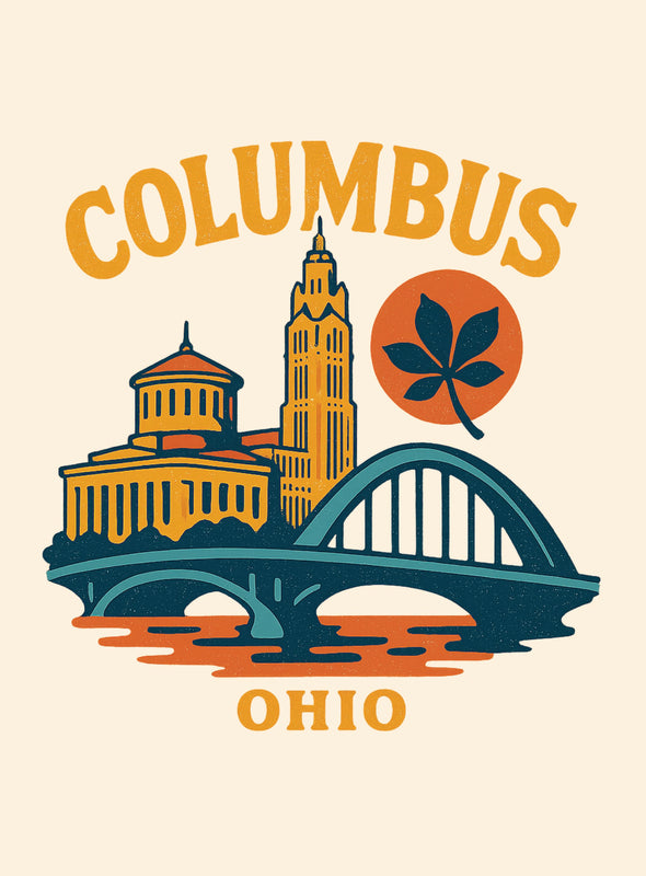 Columbus Ohio Vintage Design Souvenir Vintage Travel Poster 8 x 10-Inches