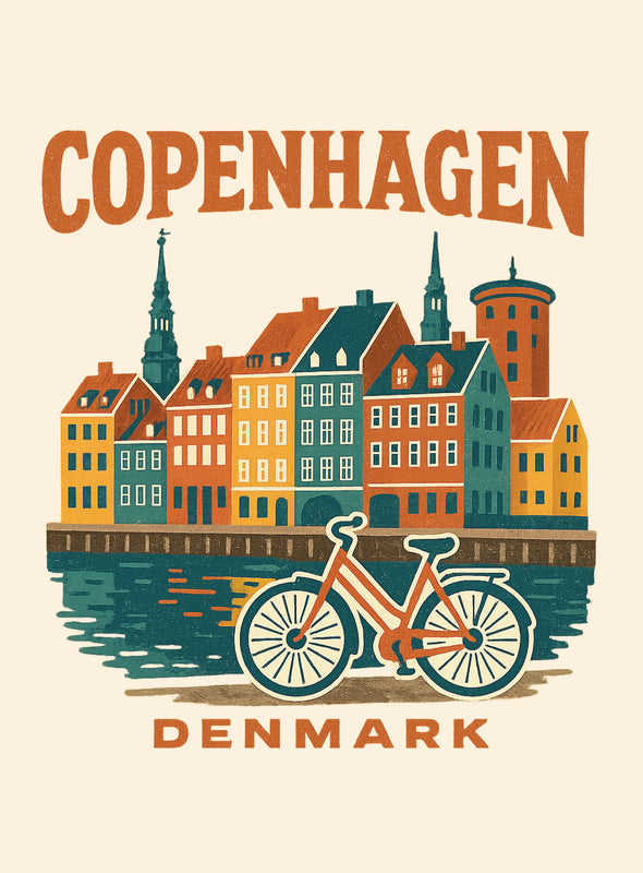 Copenhagen Denmark Vintage Design Souvenir Vintage Travel Poster 8 x 10-Inches