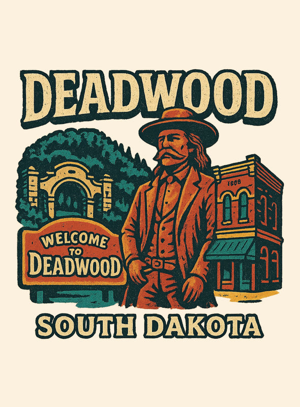 Deadwood South Dakota Vintage Design Souvenir Vintage Travel Poster 8 x 10-Inches