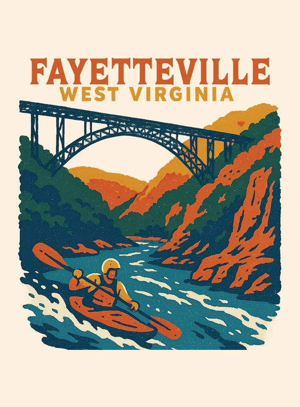 Fayetteville West Virginia Vintage Design Souvenir Vintage Travel Poster 8 x 10-Inches
