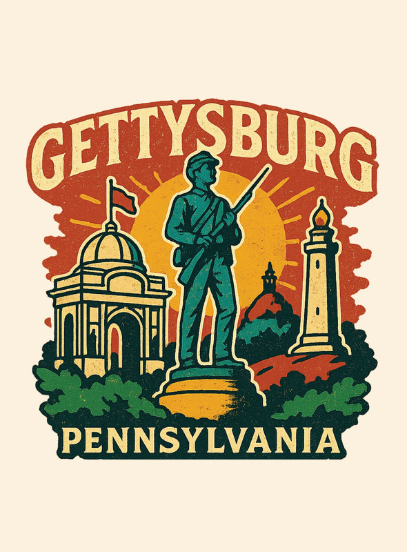 Gettysburg Pennsylvania Vintage Design Souvenir Vintage Travel Poster 8 x 10-Inches