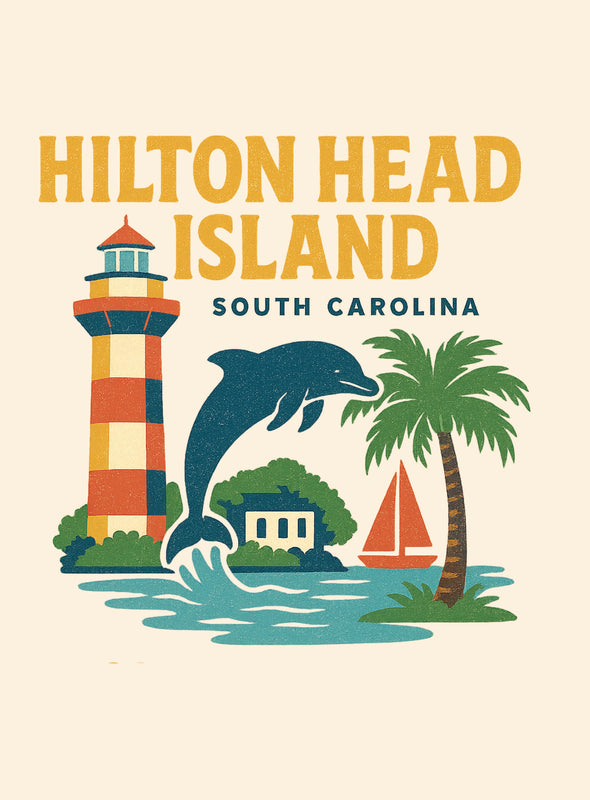 Hilton Head Island South Carolina Vintage Design Souvenir Vintage Travel Poster 8 x 10-Inches