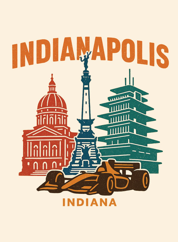 Indianapolis Indiana Vintage Design Souvenir Vintage Travel Poster 8 x 10-Inches