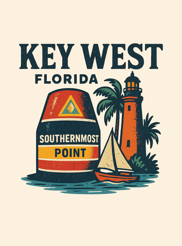 Key West Florida Vintage Design Souvenir Vintage Travel Poster 8 x 10-Inches