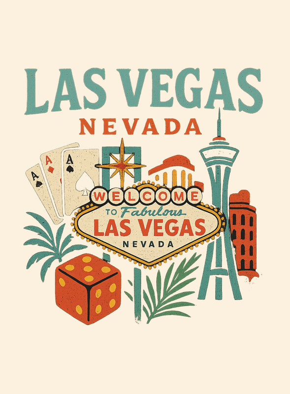Las Vegas Nevada Vintage Design Souvenir Vintage Travel Poster 8 x 10-Inches