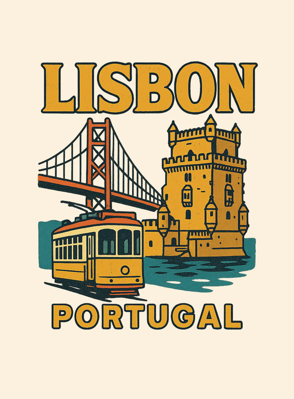Lisbon Portugal Vintage Design Souvenir Vintage Travel Poster 8 x 10-Inches