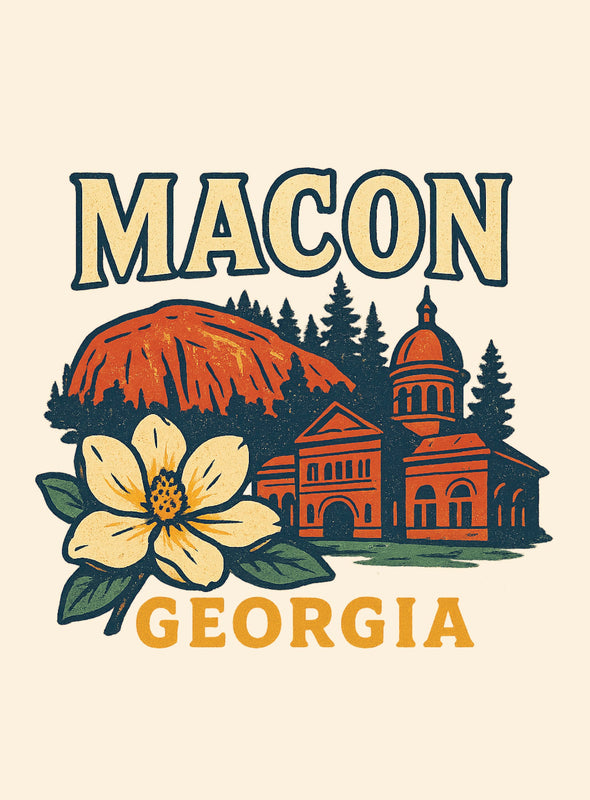 Macon Georgia Vintage Design Souvenir Vintage Travel Poster 8 x 10-Inches