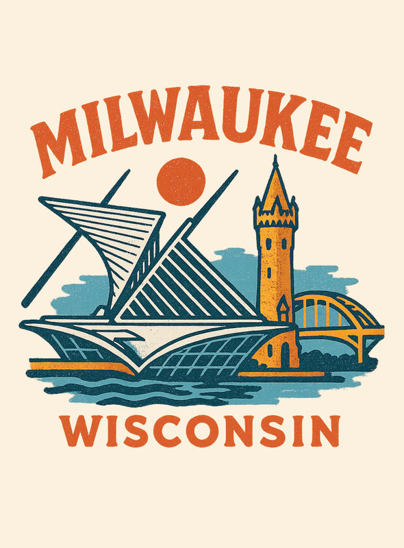 Milwaukee Wisconsin Vintage Design Souvenir Vintage Travel Poster 8 x 10-Inches
