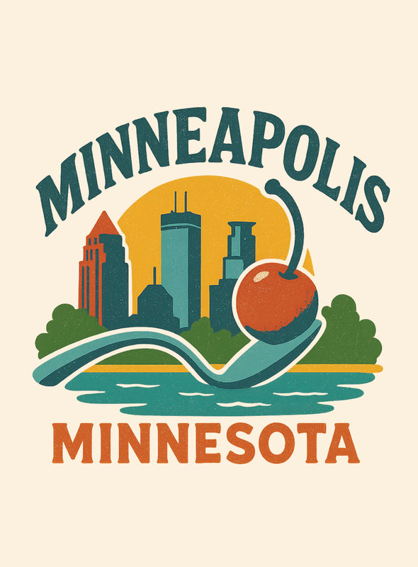 Minneapolis Minnesota Vintage Design Souvenir Vintage Travel Poster 8 x 10-Inches
