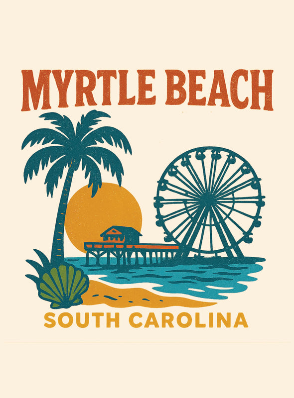 Myrtle Beach South Carolina Vintage Design Souvenir Vintage Travel Poster 8 x 10-Inches