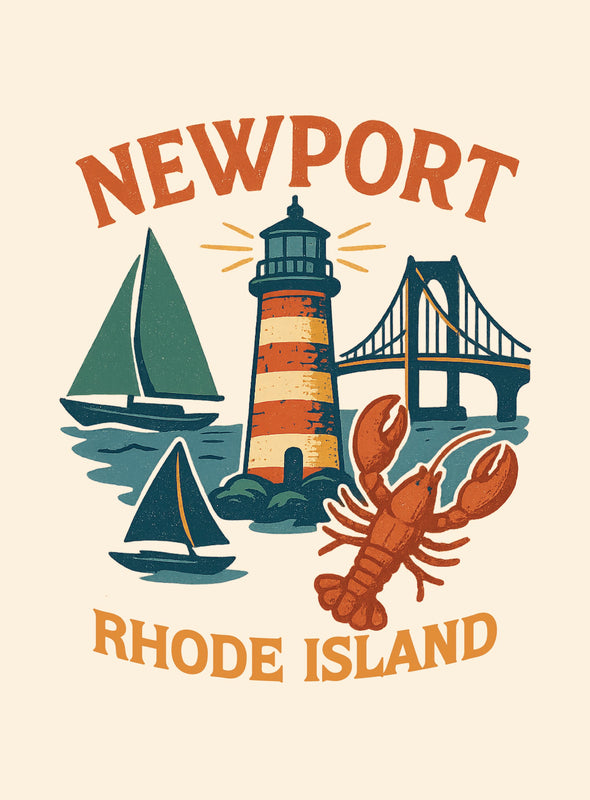 Newport Rhode Island Vintage Design Souvenir Vintage Travel Poster 8 x 10-Inches