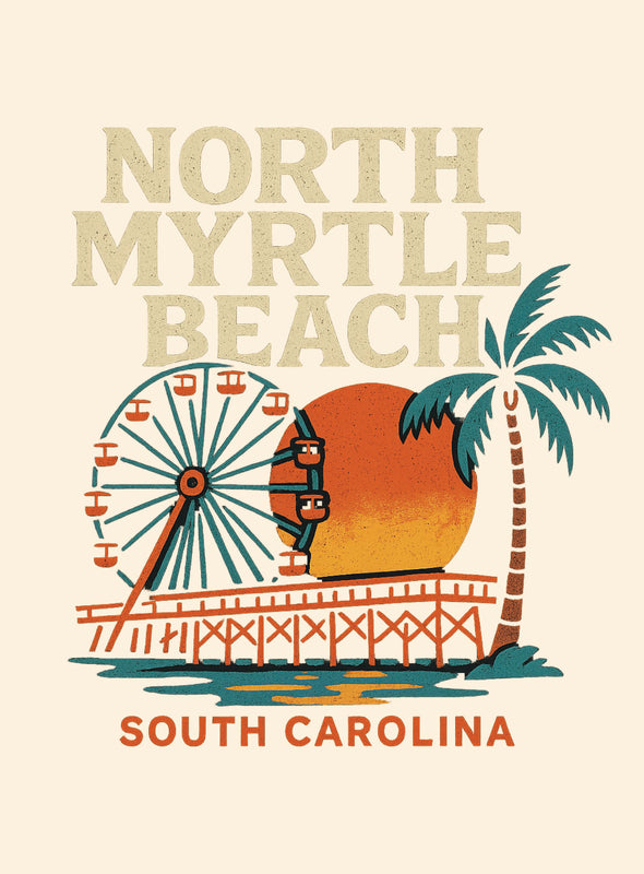 North Myrtle Beach South Carolina Vintage Design Souvenir Vintage Travel Poster 8 x 10-Inches