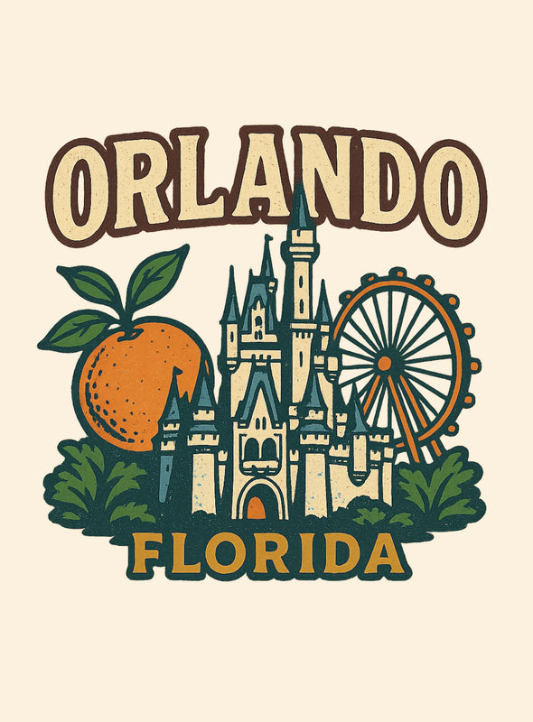Orlando Florida Vintage Design Souvenir Vintage Travel Poster 8 x 10-Inches