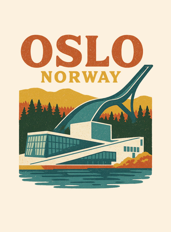 Oslo Norway Vintage Design Souvenir Vintage Travel Poster 8 x 10-Inches