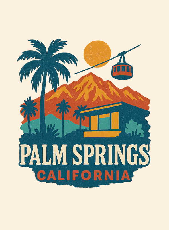 Palm Springs California Vintage Design Souvenir Vintage Travel Poster 8 x 10-Inches