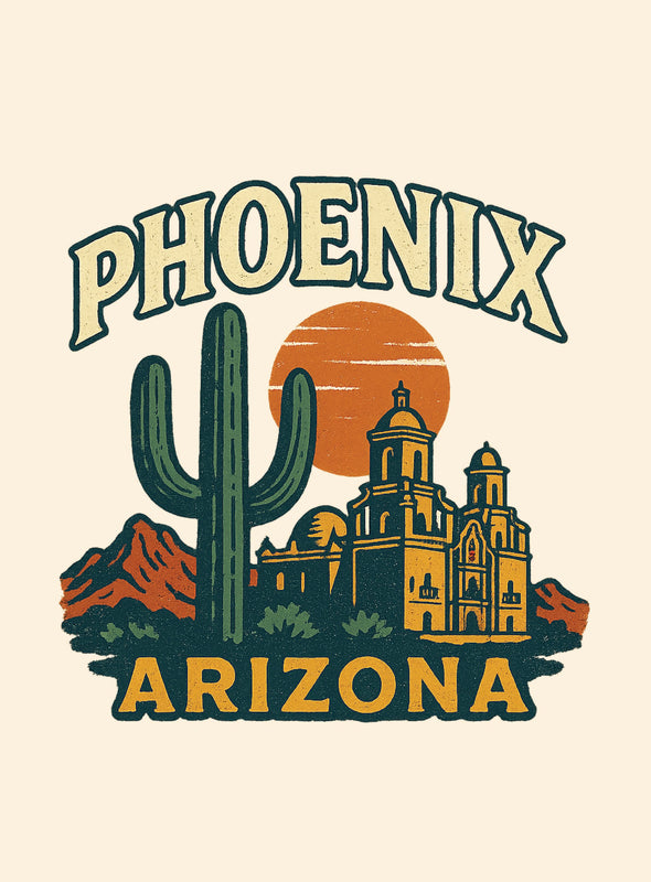 Phoenix Arizona Vintage Design Souvenir Vintage Travel Poster 8 x 10-Inches