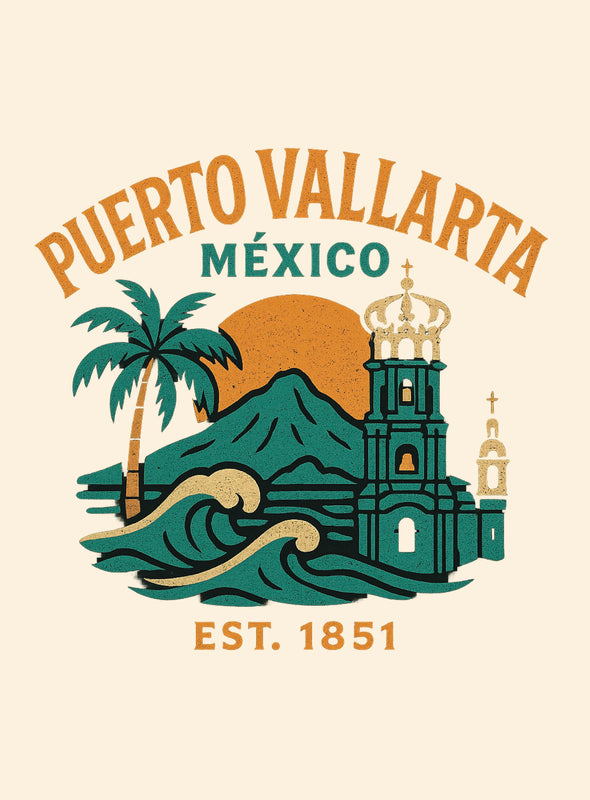 Puerto Vallarta Mexico Vintage Design Souvenir Vintage Travel Poster 8 x 10-Inches