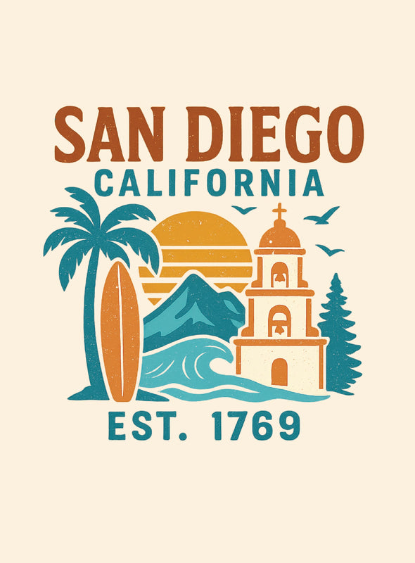 San Diego California Vintage Design Souvenir Vintage Travel Poster 8 x 10-Inches