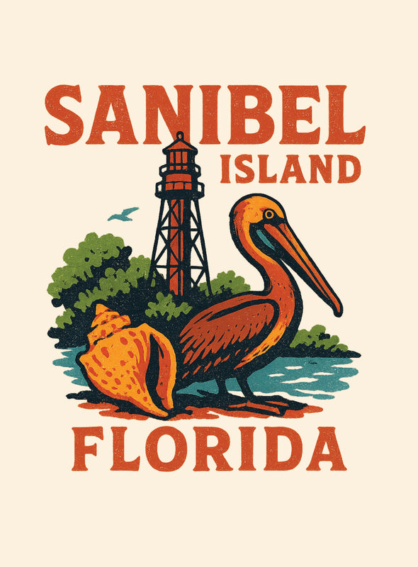 Sanibel Island Florida Vintage Design Souvenir Vintage Travel Poster 8 x 10-Inches