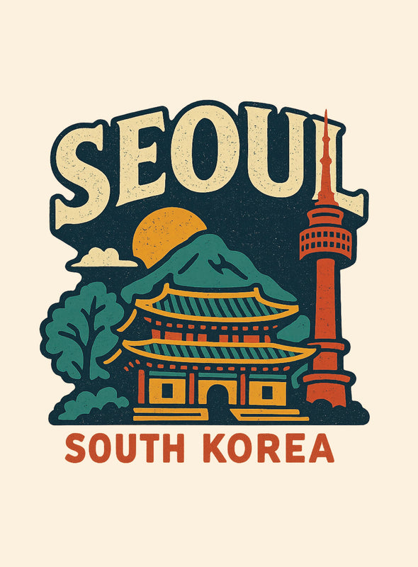 Seoul South Korea Vintage Design Souvenir Vintage Travel Poster 8 x 10-Inches