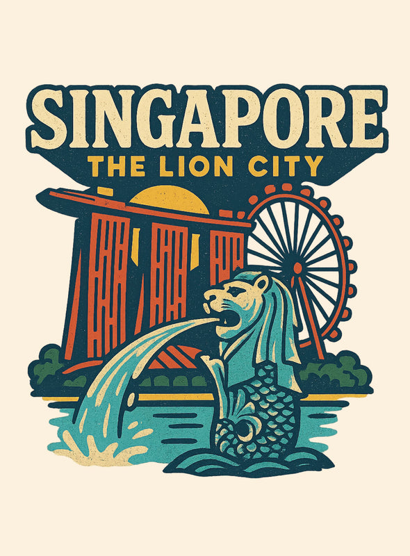 Singapore Vintage Design Souvenir Vintage Travel Poster 8 x 10-Inches