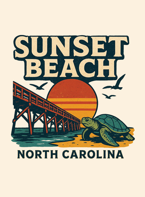 Sunset Beach North Carolina Vintage Design Souvenir Vintage Travel Poster 8 x 10-Inches