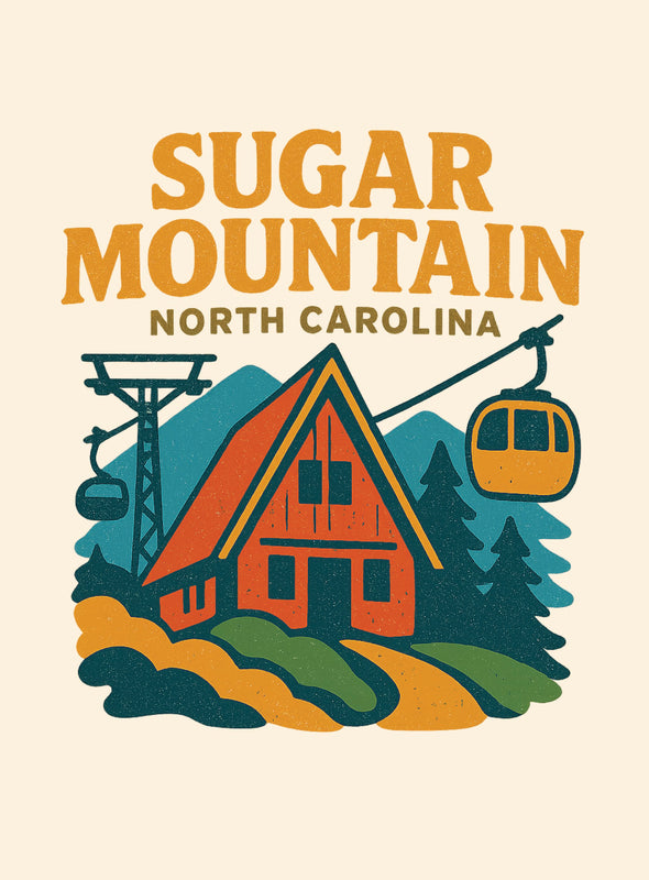 Sugar Mountain North Carolina Vintage Design Souvenir Vintage Travel Poster 8 x 10-Inches