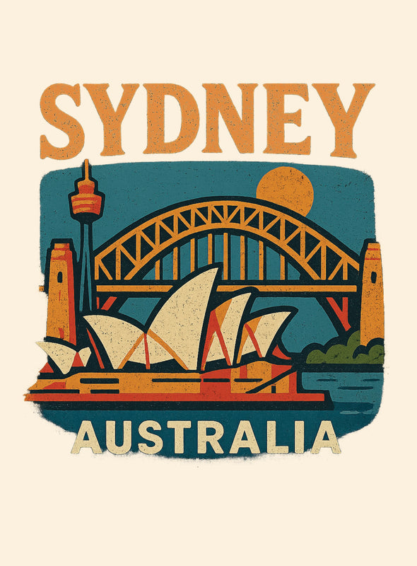 Sydney Australia Vintage Design Souvenir Vintage Travel Poster 8 x 10-Inches