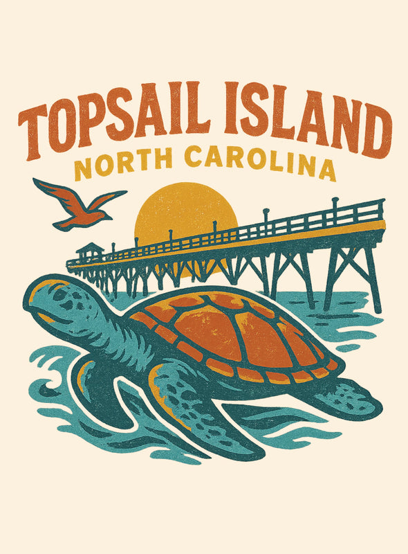 Topsail Island North Carolina Vintage Design Souvenir Vintage Travel Poster 8 x 10-Inches