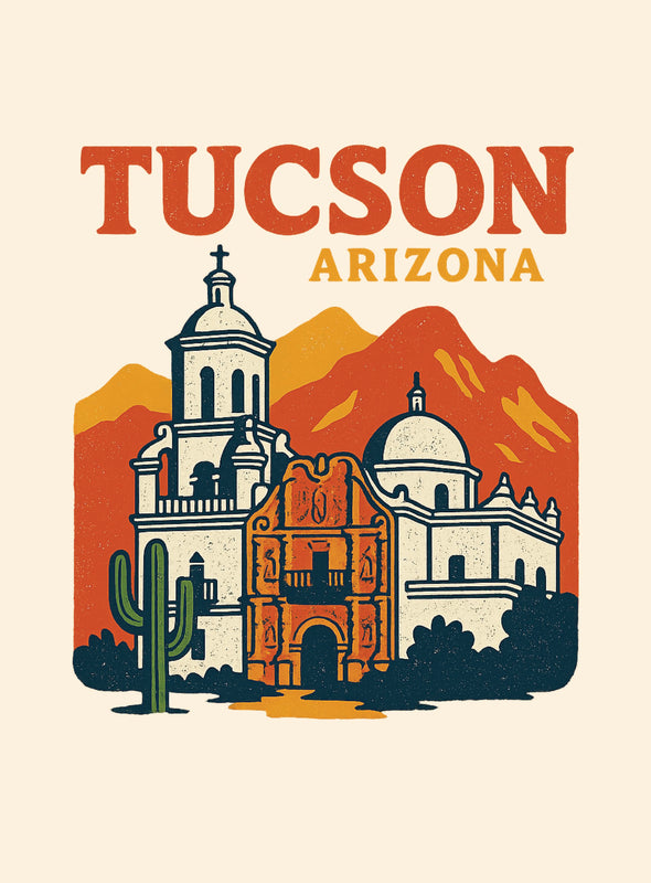 Tucson Arizona Vintage Design Souvenir Vintage Travel Poster 8 x 10-Inches