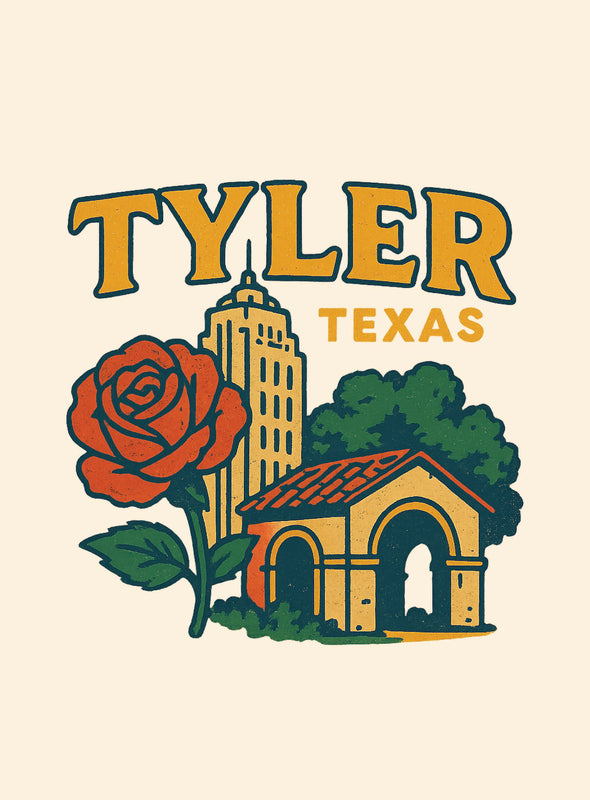 Tyler Texas Vintage Design Souvenir Vintage Travel Poster 8 x 10-Inches